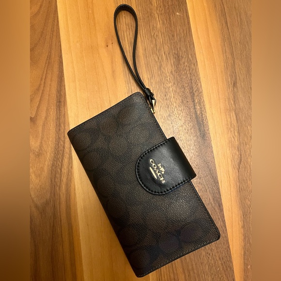 COACH - NEW Leather Wallet - Brown Black Gold - Picture 4 of 4